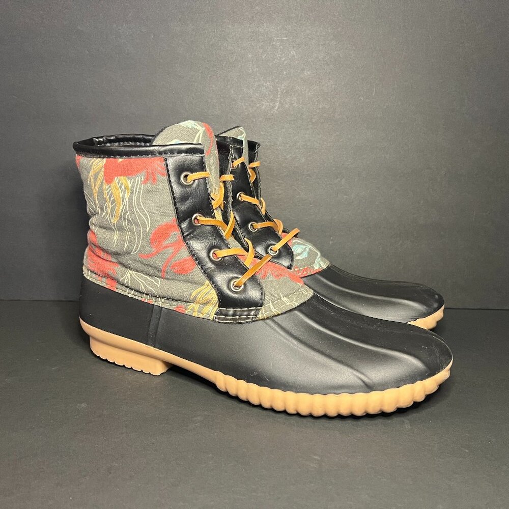 Solo The Hunt Mens Faux Leather & Canvas Lobster Print Outdoor Duck Boots 10